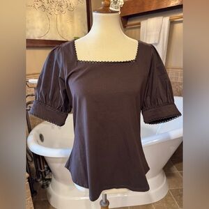 NWT Bailey 44 Brown Puff Sleeve Blouse size large
